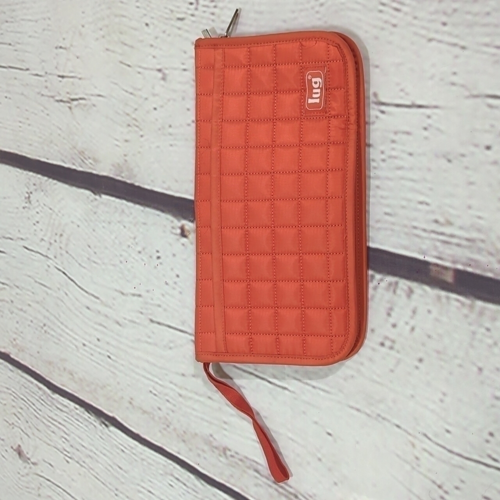 LUG - Tango Red Quilted Zip Around Travel Wallet with Wristlet